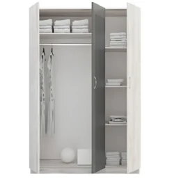 Cameretta completa con letto a una piazza e mezza 120x190 cm rovere bianco e antracite CBG17