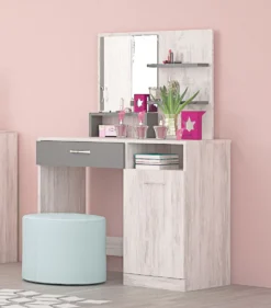 Cameretta completa con letto a una piazza e mezza 120x190 cm rovere bianco e antracite CBG17