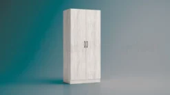 Cameretta completa 82x190 con due letti singoli ad angolo e scrivania grande bianco legno CBG6