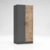 Cameretta completa 82x190 con due letti singoli ad angolo e scrivania rovere e antracite CBG7