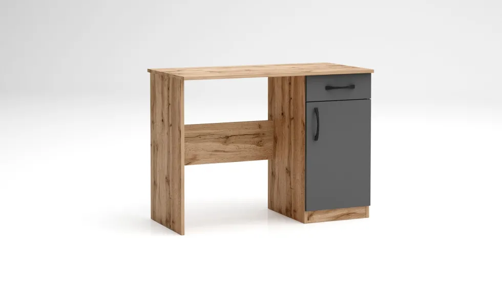 Cameretta completa 82x190 con due letti singoli ad angolo e scrivania rovere e antracite CBG7
