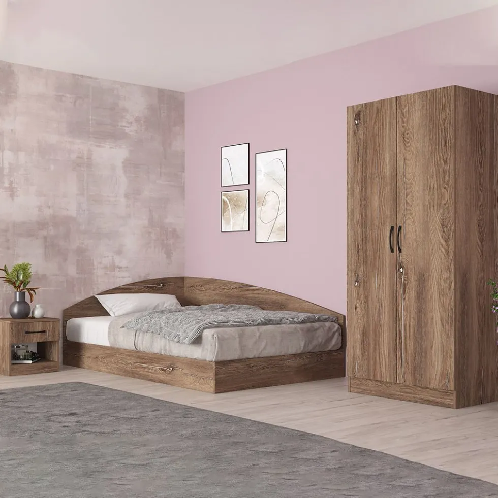 Cameretta 120x190 completa con letto a una piazza e mezza ad angolo marrone CBG8