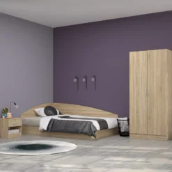 Cameretta 120x190 completa con letto a una piazza e mezza ad angolo sonoma CBG8