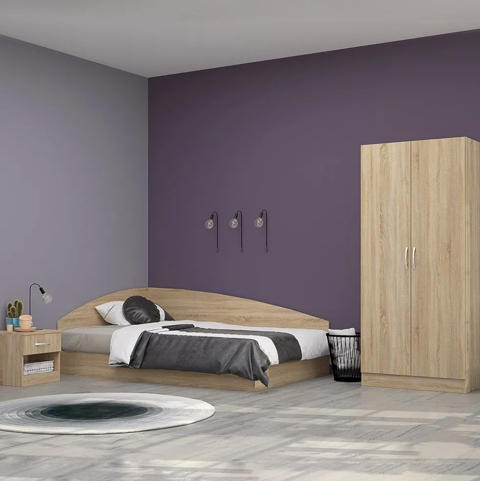 Cameretta 120x190 completa con letto a una piazza e mezza ad angolo sonoma CBG8