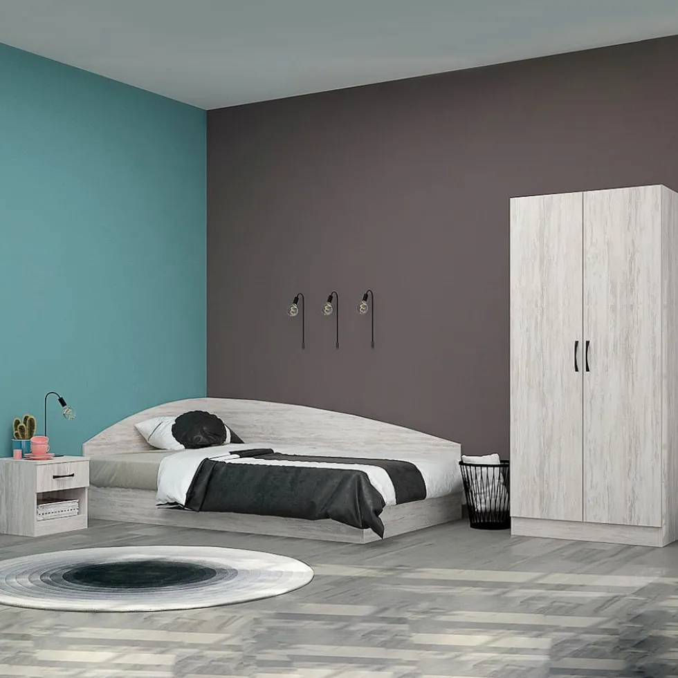 Cameretta 120x190 completa con letto a una piazza e mezza ad angolo bianco legno CBG8