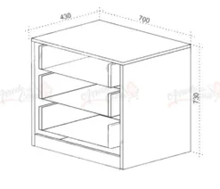 Cassettiera 70 cm moderna rovere CU13