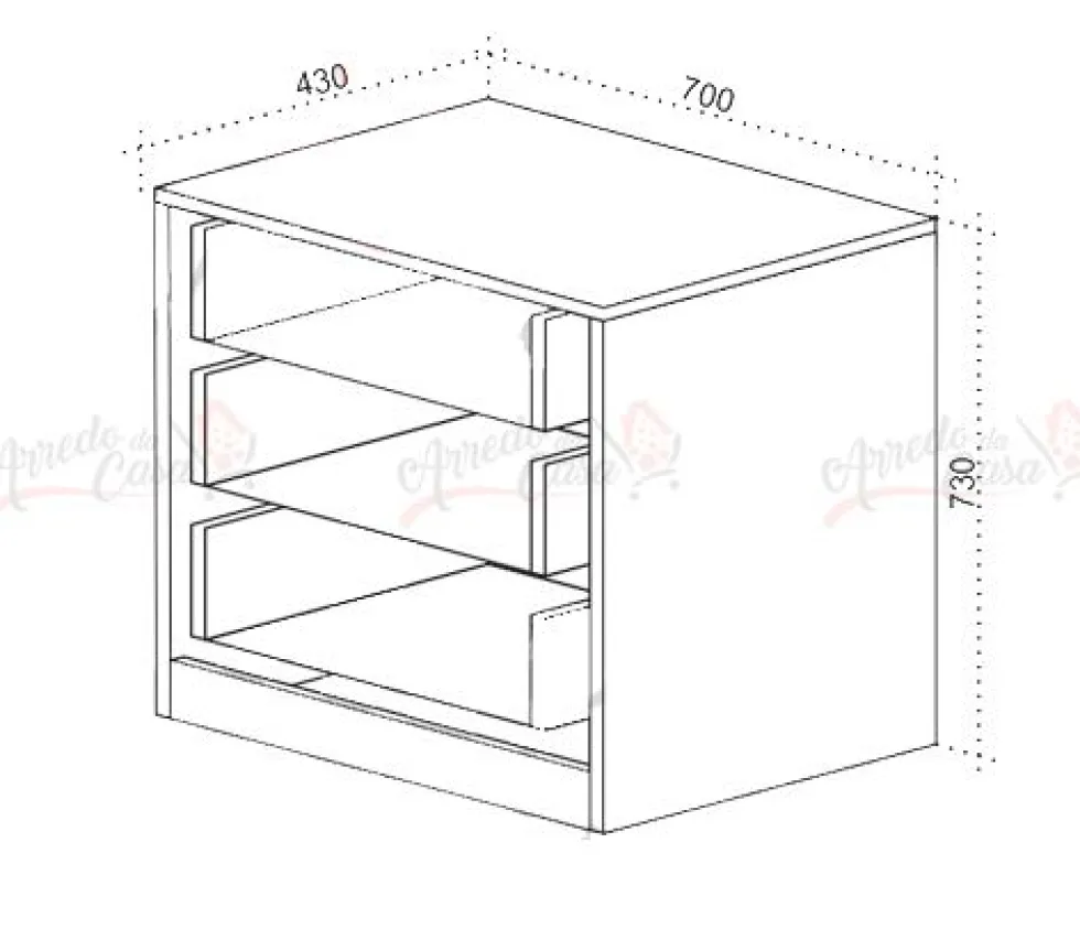 Cassettiera 70 cm moderna rovere CU13