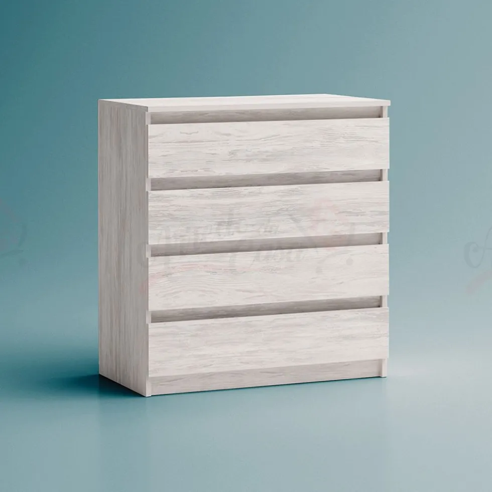 Cassettiera economica con 4 cassetti bianco legno CG2