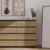 Cassettiera moderna con 8 cassetti 138x40x97 cm rovere e antracite CMMT13