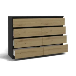 Cassettiera moderna con 8 cassetti 138x40x97 cm rovere e antracite CMMT13