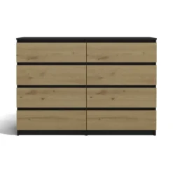 Cassettiera moderna con 8 cassetti 138x40x97 cm rovere e antracite CMMT13