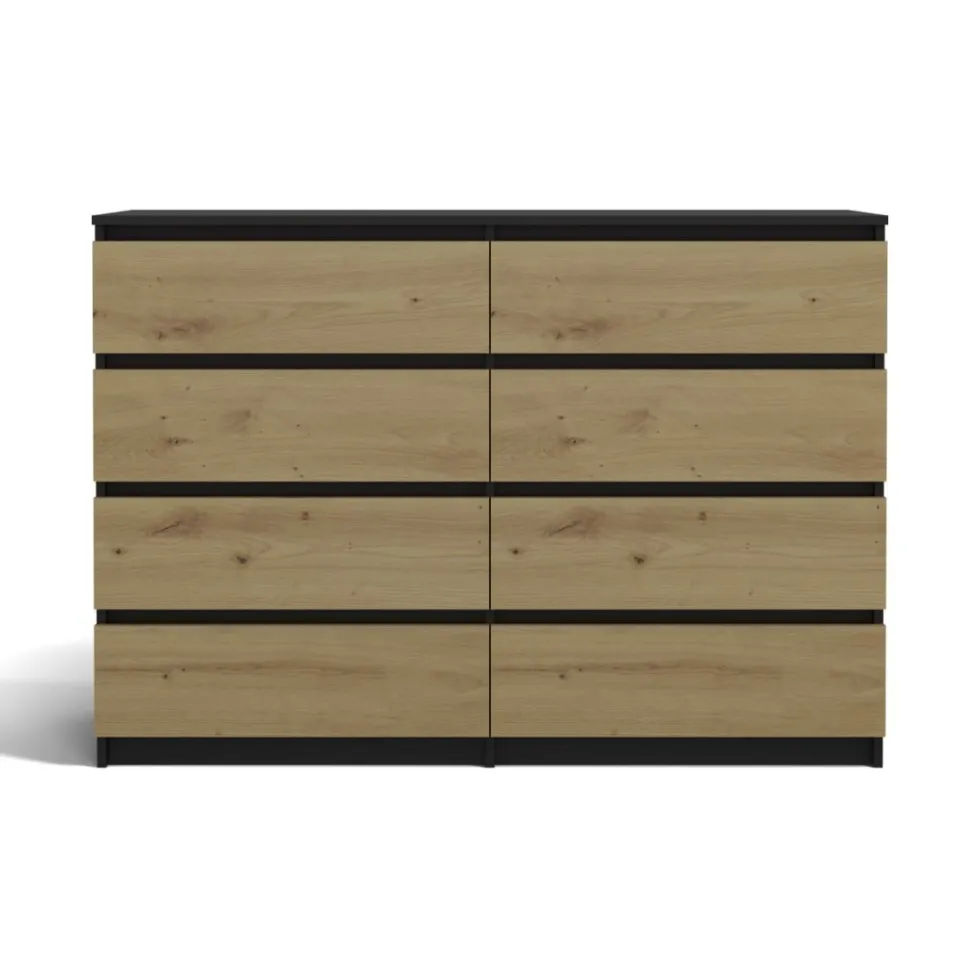 Cassettiera moderna con 8 cassetti 138x40x97 cm rovere e antracite CMMT13