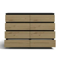 Cassettiera moderna con 8 cassetti 138x40x97 cm rovere e antracite CMMT13