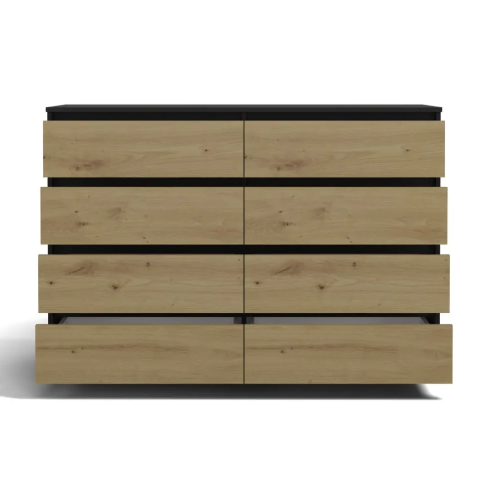 Cassettiera moderna con 8 cassetti 138x40x97 cm rovere e antracite CMMT13