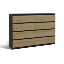 Cassettiera moderna con 8 cassetti 138x40x97 cm rovere e antracite CMMT13