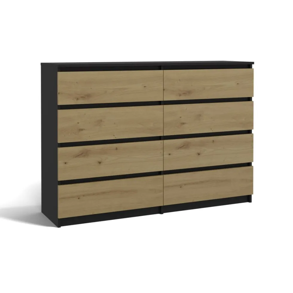 Cassettiera moderna con 8 cassetti 138x40x97 cm rovere e antracite CMMT13