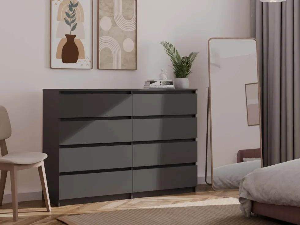 Cassettiera moderna con 8 cassetti 138x40x97 cm nera CMMT13