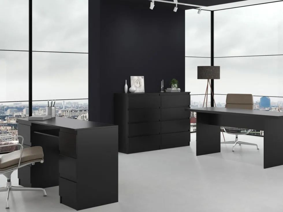 Cassettiera moderna con 8 cassetti 138x40x97 cm nera CMMT13