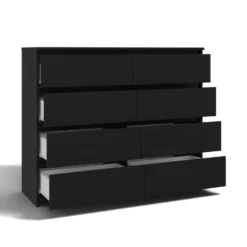 Cassettiera moderna con 8 cassetti 138x40x97 cm nera CMMT13