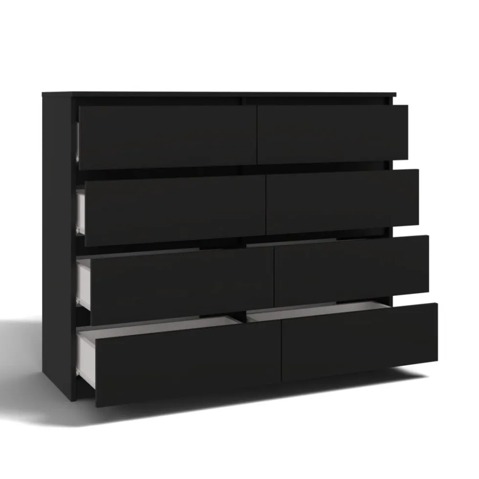 Cassettiera moderna con 8 cassetti 138x40x97 cm nera CMMT13