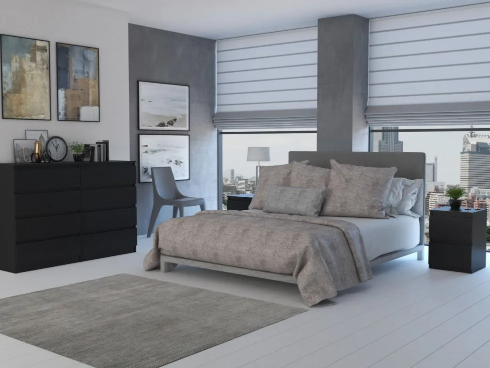 Cassettiera moderna con 8 cassetti 138x40x97 cm nera CMMT13