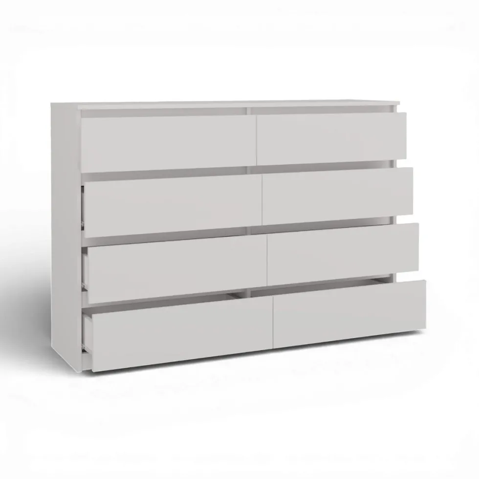 Cassettiera moderna con 8 cassetti 138x40x97 cm bianca CMMT13