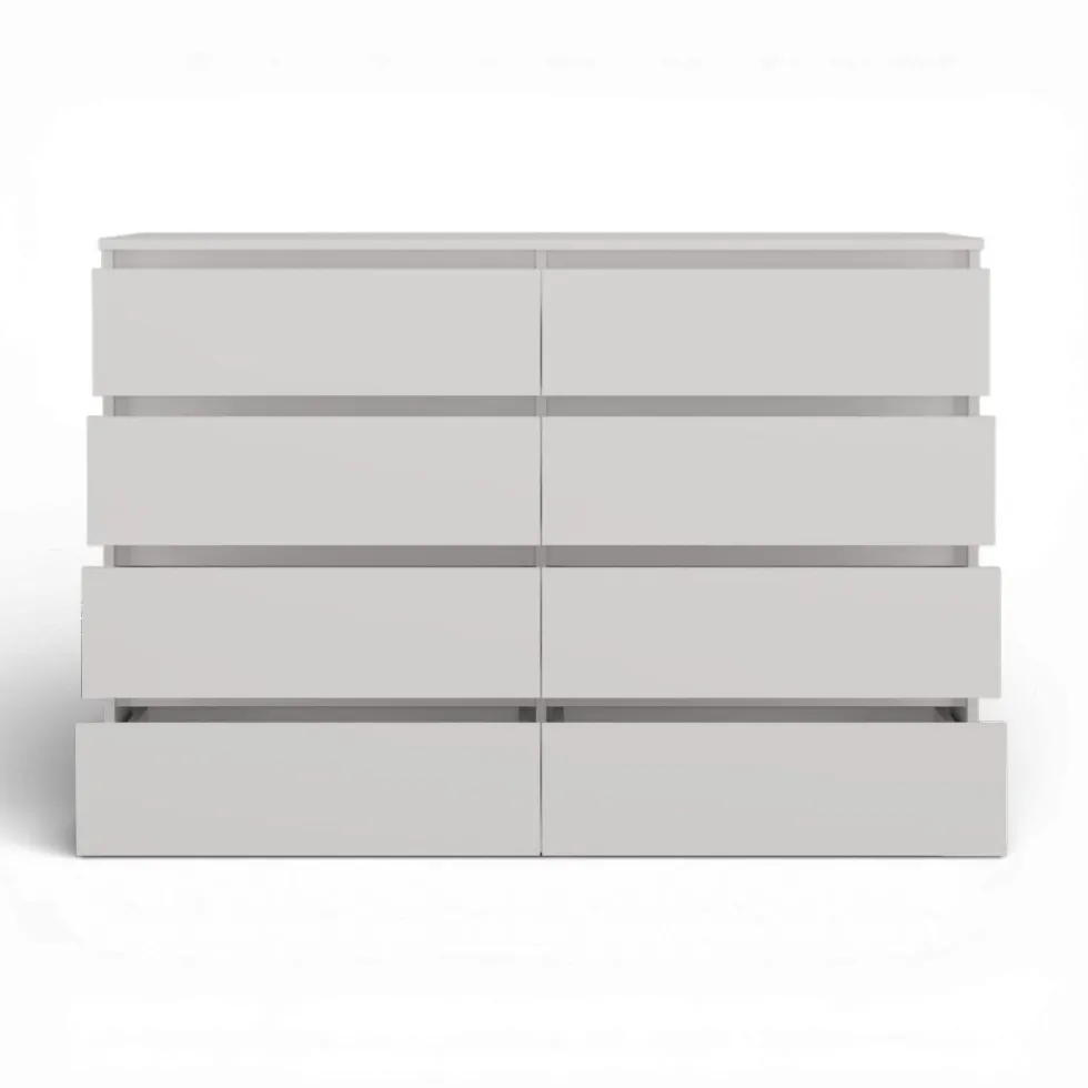 Cassettiera moderna con 8 cassetti 138x40x97 cm bianca CMMT13