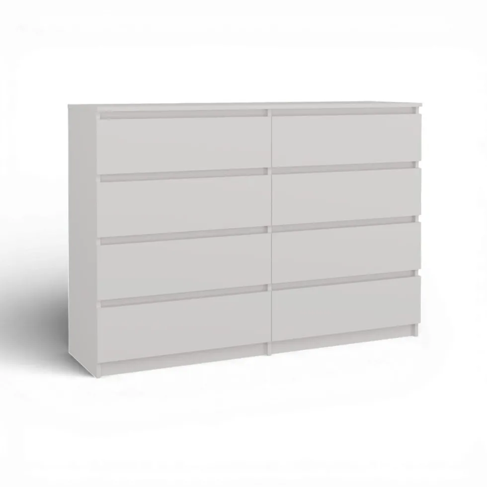 Cassettiera moderna con 8 cassetti 138x40x97 cm bianca CMMT13