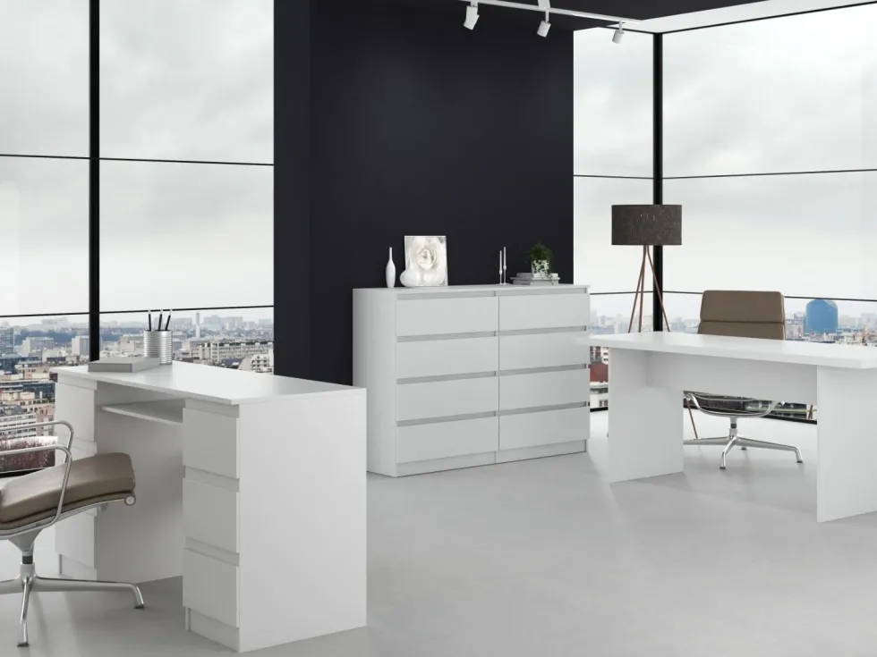 Cassettiera moderna con 8 cassetti 138x40x97 cm bianca CMMT13