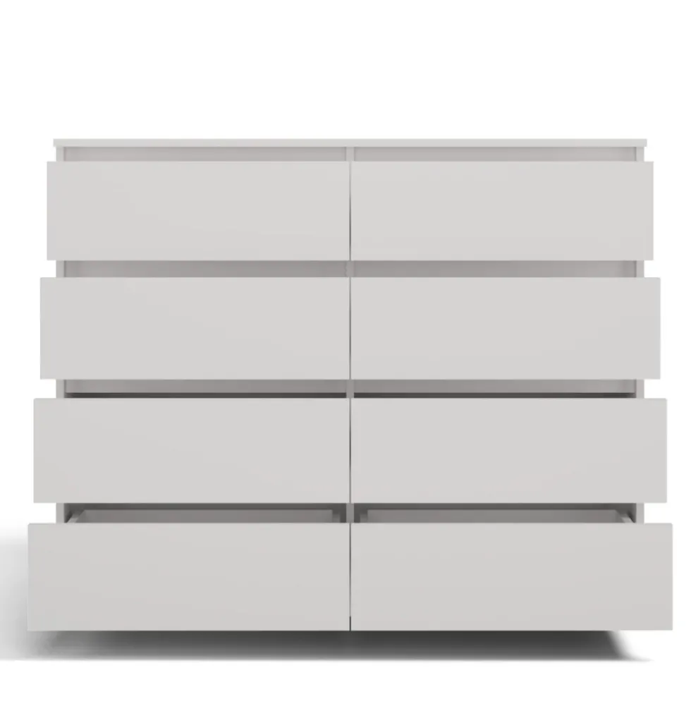 Cassettiera moderna con 8 cassetti 120x40x97 cm bianca CMMT12