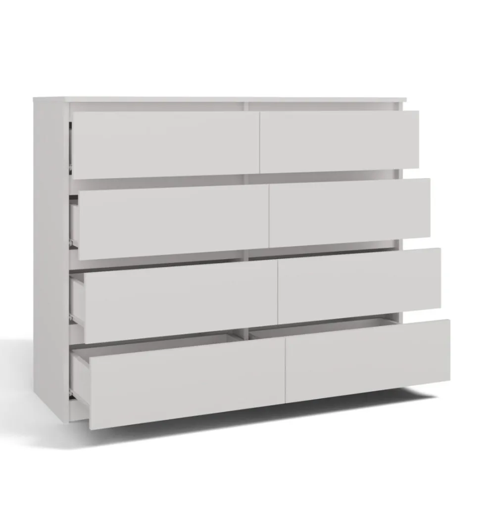 Cassettiera moderna con 8 cassetti 120x40x97 cm bianca CMMT12