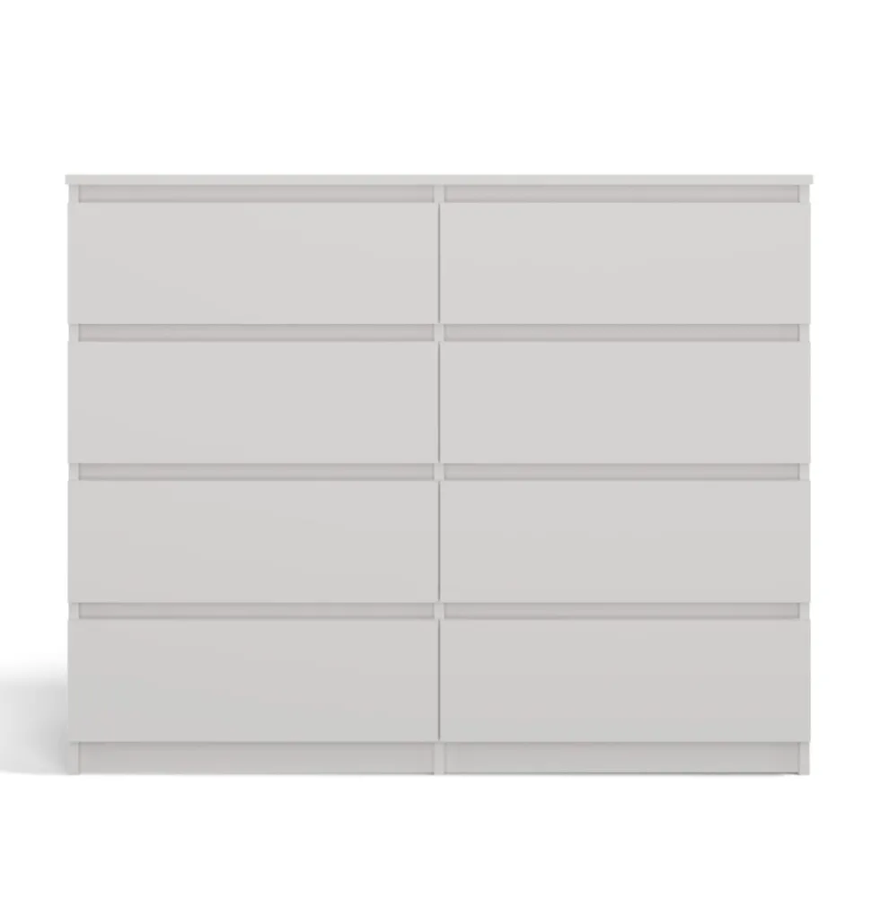 Cassettiera moderna con 8 cassetti 120x40x97 cm bianca CMMT12