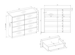Cassettiera moderna con 8 cassetti 120x40x97 cm bianca CMMT12