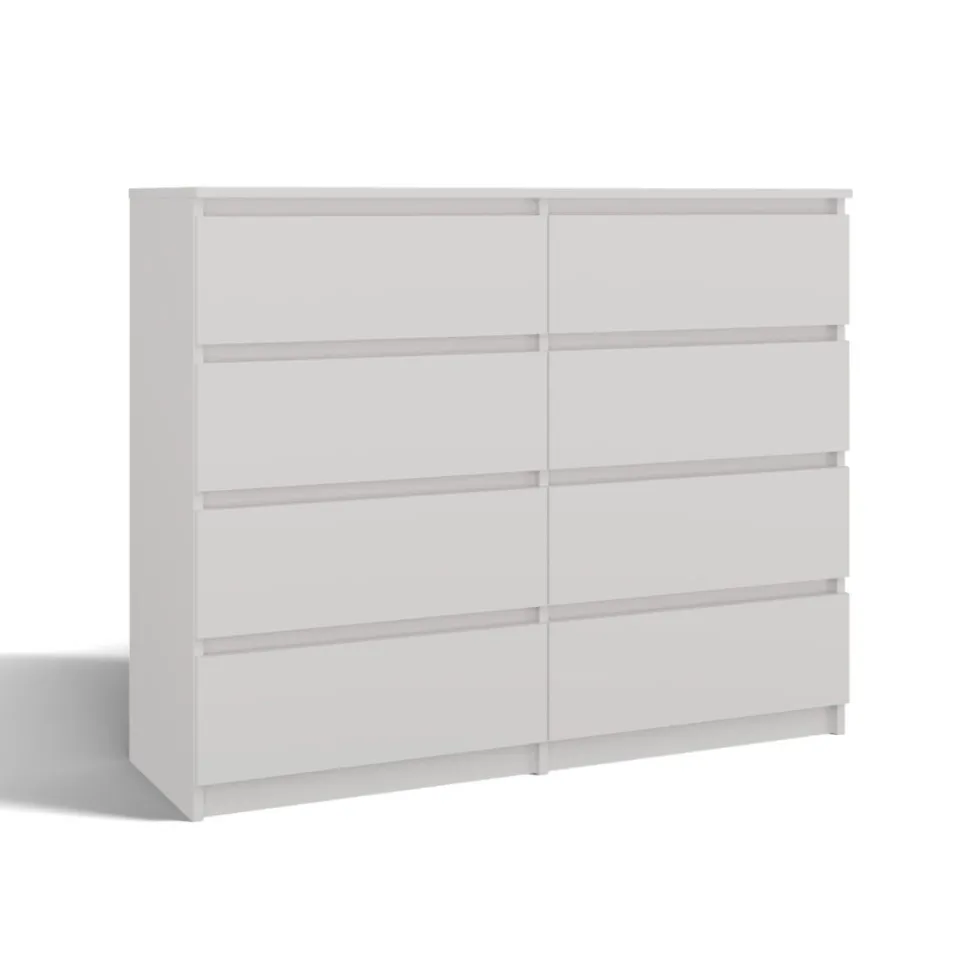Cassettiera moderna con 8 cassetti 120x40x97 cm bianca CMMT12