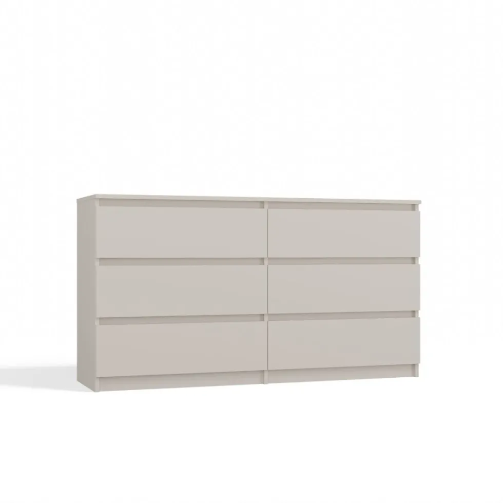 Cassettiera moderna con 6 cassetti 138x40x75 cm cashmere CMMT11