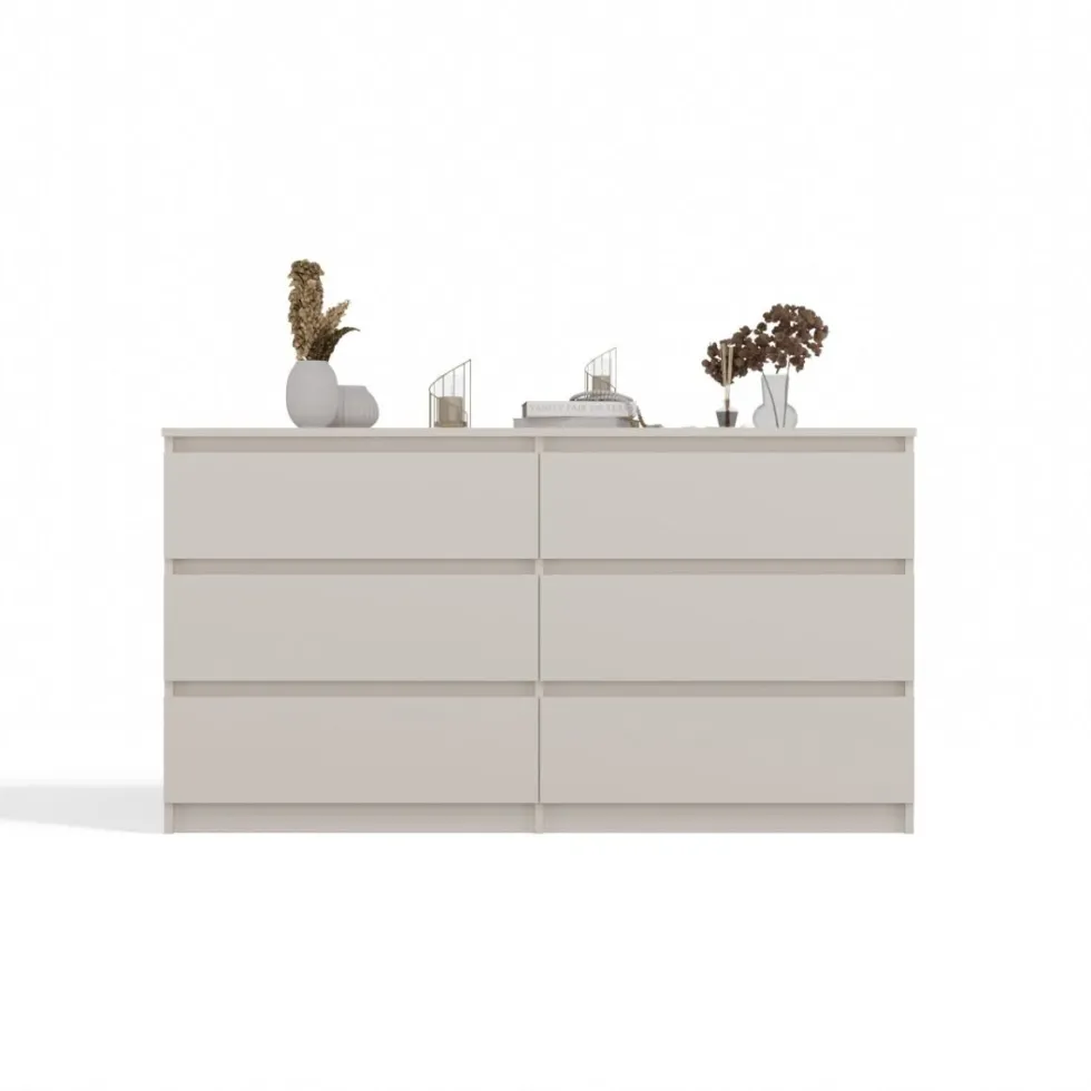 Cassettiera moderna con 6 cassetti 138x40x75 cm cashmere CMMT11