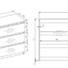 Cassettiera moderna con 6 cassetti 138x40x75 cm nera CMMT11