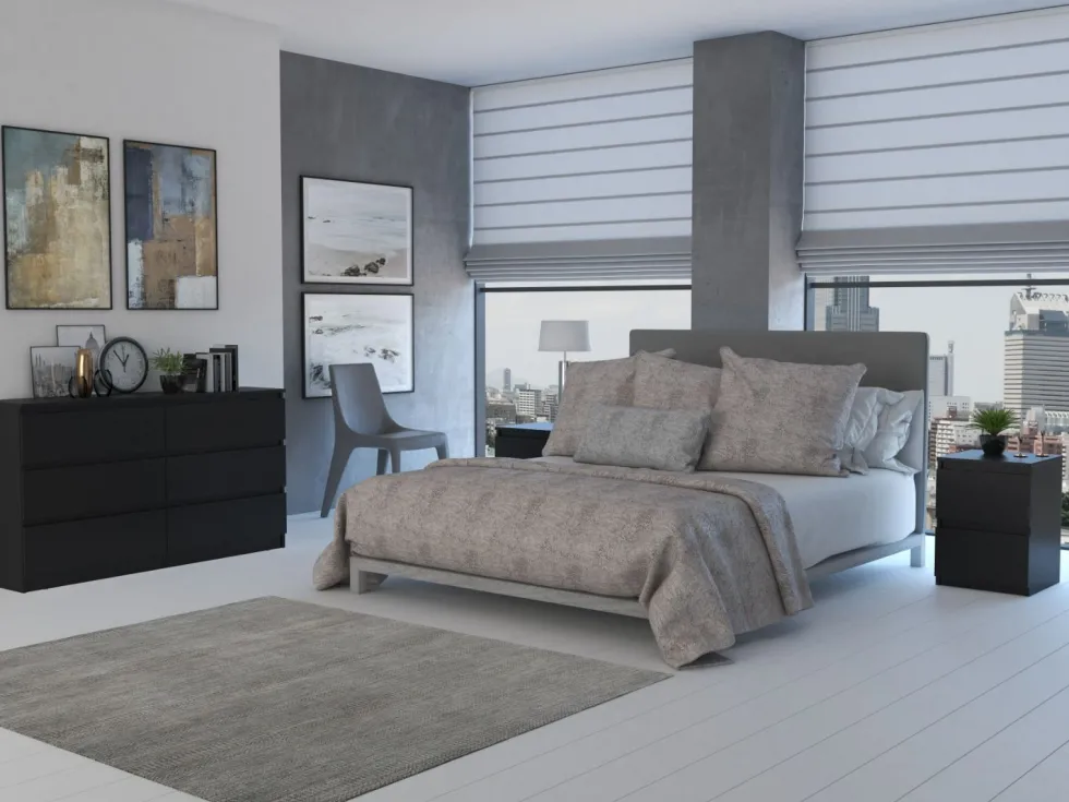 Cassettiera moderna con 6 cassetti 138x40x75 cm nera CMMT11
