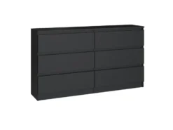 Cassettiera moderna con 6 cassetti 138x40x75 cm nera CMMT11