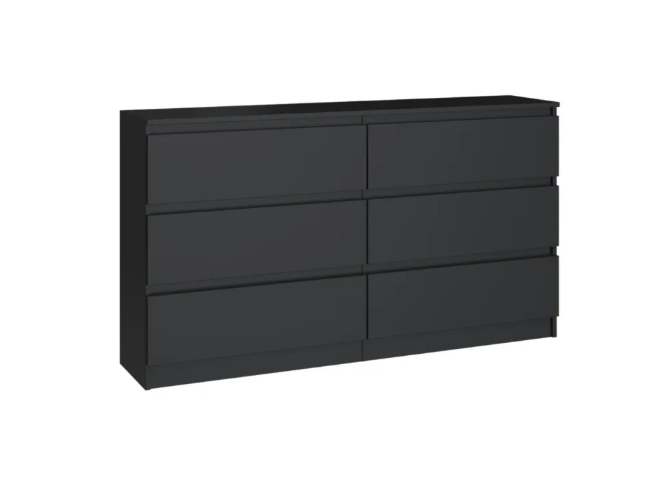 Cassettiera moderna con 6 cassetti 138x40x75 cm nera CMMT11