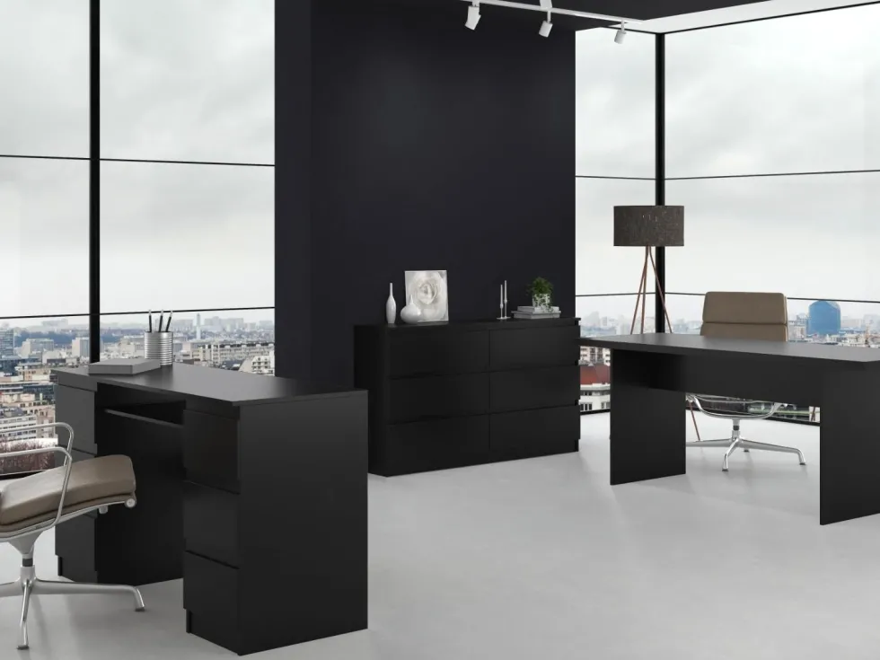 Cassettiera moderna con 6 cassetti 138x40x75 cm nera CMMT11