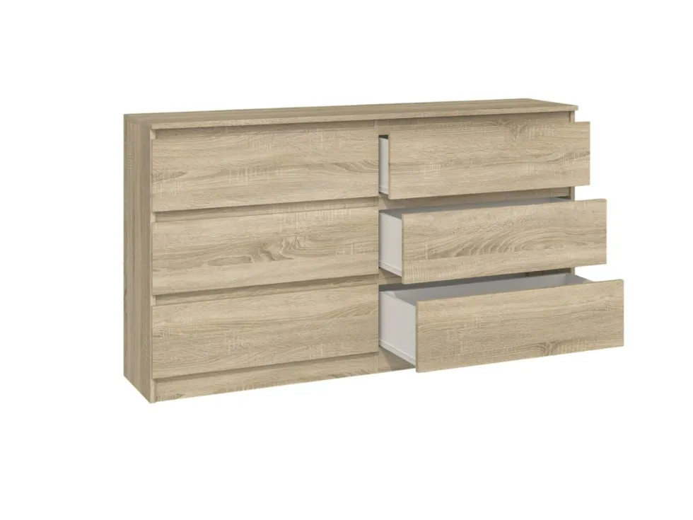 Cassettiera moderna con 6 cassetti 138x40x75 cm rovere chiaro CMMT11