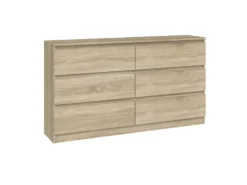 Cassettiera moderna con 6 cassetti 138x40x75 cm rovere chiaro CMMT11