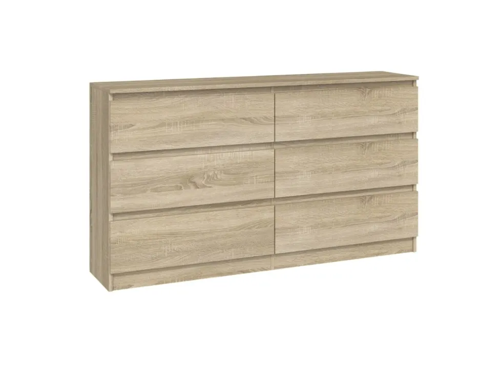 Cassettiera moderna con 6 cassetti 138x40x75 cm rovere chiaro CMMT11