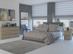 Cassettiera moderna con 6 cassetti 138x40x75 cm rovere chiaro CMMT11