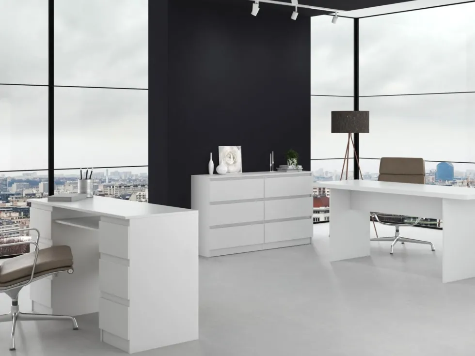 Cassettiera moderna con 6 cassetti 138x40x75 cm bianca CMMT11