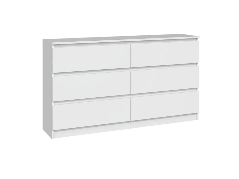 Cassettiera moderna con 6 cassetti 138x40x75 cm bianca CMMT11