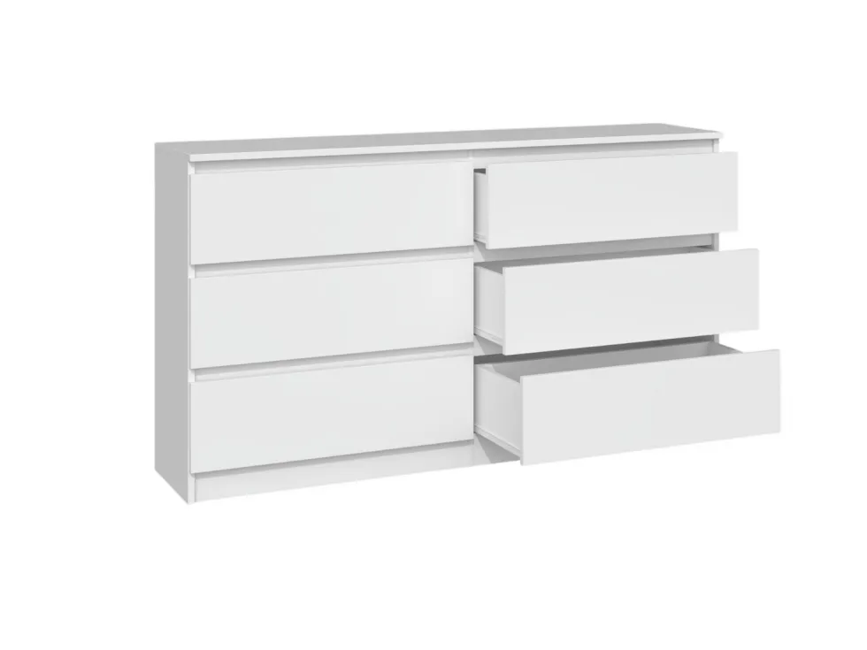 Cassettiera moderna con 6 cassetti 138x40x75 cm bianca CMMT11