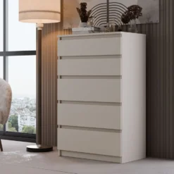 Cassettiera moderna con 5 cassetti 70x40x109 cm cashmere CMMT9