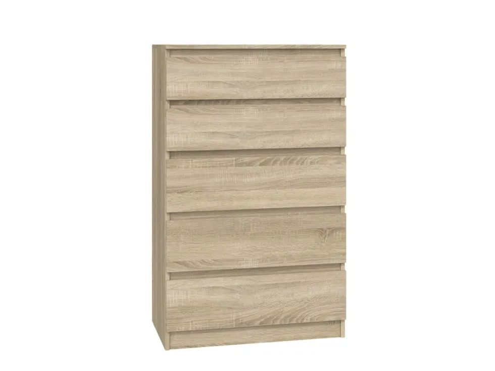 Cassettiera moderna con 5 cassetti 70x40x109 cm rovere chiaro CMMT9